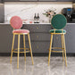 Glam Backrest Armless Counter Stool Iron Cafe Bar Stool with Velvet Cushion and Pedal Clearhalo 'Bar Furniture' 'Bar Stools' 'bar_stools' 'furn' 'furn_bar_stools' 'furniture_bar_stools' 'Kitchen & Dining Furniture' 'kitchen&dining_furn' 'kitchen' 'kitchen_furn' Furniture' 4452726