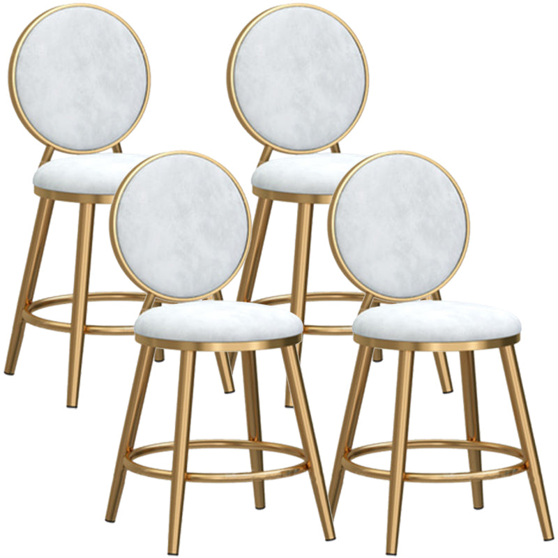 Glam Backrest Armless Counter Stool Iron Cafe Bar Stool with Velvet Cushion and Pedal White 4 Piece Set Short Stool(18"H) Clearhalo 'Bar Furniture' 'Bar Stools' 'bar_stools' 'furn' 'furn_bar_stools' 'furniture_bar_stools' 'Kitchen & Dining Furniture' 'kitchen&dining_furn' 'kitchen' 'kitchen_furn' Furniture' 4452727
