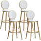 Glam Backrest Armless Counter Stool Iron Cafe Bar Stool with Velvet Cushion and Pedal White 4 Piece Set Counter Stool(26"H) Clearhalo 'Bar Furniture' 'Bar Stools' 'bar_stools' 'furn' 'furn_bar_stools' 'furniture_bar_stools' 'Kitchen & Dining Furniture' 'kitchen&dining_furn' 'kitchen' 'kitchen_furn' Furniture' 4452733