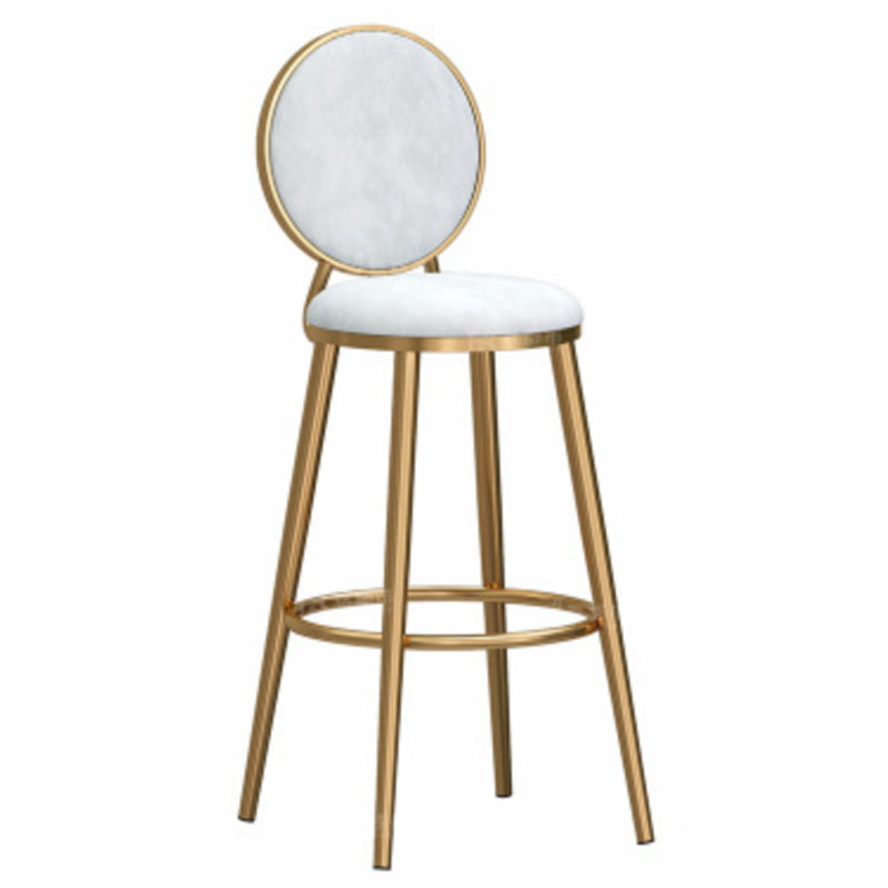Glam Backrest Armless Counter Stool Iron Cafe Bar Stool with Velvet Cushion and Pedal White 1 Piece Counter Stool(26"H) Clearhalo 'Bar Furniture' 'Bar Stools' 'bar_stools' 'furn' 'furn_bar_stools' 'furniture_bar_stools' 'Kitchen & Dining Furniture' 'kitchen&dining_furn' 'kitchen' 'kitchen_furn' Furniture' 4452735