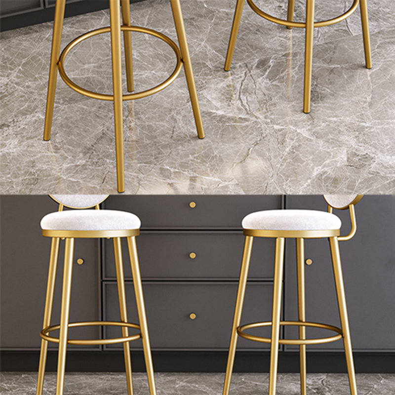 Glam Backrest Armless Counter Stool Iron Cafe Bar Stool with Velvet Cushion and Pedal Clearhalo 'Bar Furniture' 'Bar Stools' 'bar_stools' 'furn' 'furn_bar_stools' 'furniture_bar_stools' 'Kitchen & Dining Furniture' 'kitchen&dining_furn' 'kitchen' 'kitchen_furn' Furniture' 4452736
