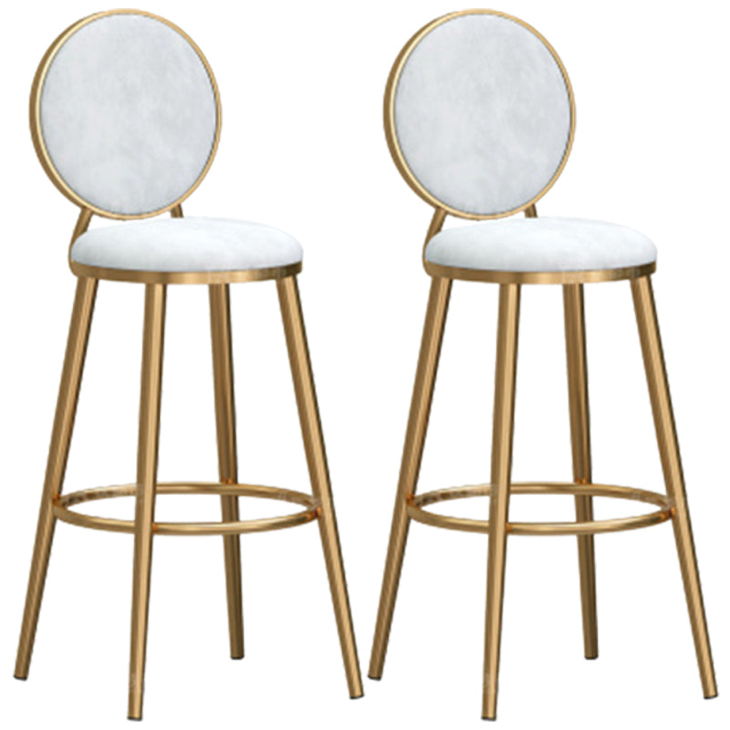 Glam Backrest Armless Counter Stool Iron Cafe Bar Stool with Velvet Cushion and Pedal White 2 Piece Set Counter Stool(26"H) Clearhalo 'Bar Furniture' 'Bar Stools' 'bar_stools' 'furn' 'furn_bar_stools' 'furniture_bar_stools' 'Kitchen & Dining Furniture' 'kitchen&dining_furn' 'kitchen' 'kitchen_furn' Furniture' 4452737