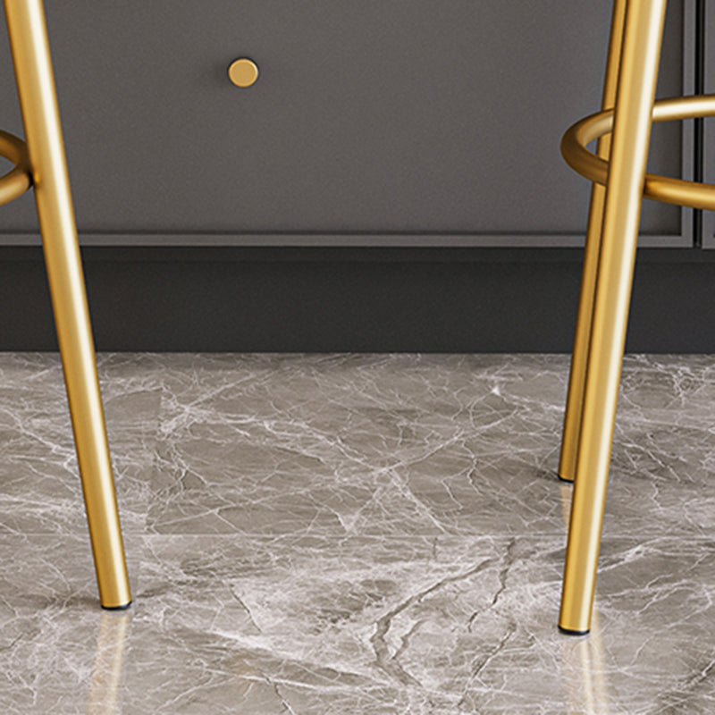 Glam Backrest Armless Counter Stool Iron Cafe Bar Stool with Velvet Cushion and Pedal Clearhalo 'Bar Furniture' 'Bar Stools' 'bar_stools' 'furn' 'furn_bar_stools' 'furniture_bar_stools' 'Kitchen & Dining Furniture' 'kitchen&dining_furn' 'kitchen' 'kitchen_furn' Furniture' 4452738