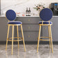 Glam Backrest Armless Counter Stool Iron Cafe Bar Stool with Velvet Cushion and Pedal Clearhalo 'Bar Furniture' 'Bar Stools' 'bar_stools' 'furn' 'furn_bar_stools' 'furniture_bar_stools' 'Kitchen & Dining Furniture' 'kitchen&dining_furn' 'kitchen' 'kitchen_furn' Furniture' 4452745