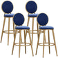 Glam Backrest Armless Counter Stool Iron Cafe Bar Stool with Velvet Cushion and Pedal Blue 4 Piece Set Counter Stool(26"H) Clearhalo 'Bar Furniture' 'Bar Stools' 'bar_stools' 'furn' 'furn_bar_stools' 'furniture_bar_stools' 'Kitchen & Dining Furniture' 'kitchen&dining_furn' 'kitchen' 'kitchen_furn' Furniture' 4452749