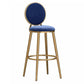 Glam Backrest Armless Counter Stool Iron Cafe Bar Stool with Velvet Cushion and Pedal Blue 1 Piece Counter Stool(26"H) Clearhalo 'Bar Furniture' 'Bar Stools' 'bar_stools' 'furn' 'furn_bar_stools' 'furniture_bar_stools' 'Kitchen & Dining Furniture' 'kitchen&dining_furn' 'kitchen' 'kitchen_furn' Furniture' 4452750