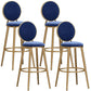 Glam Backrest Armless Counter Stool Iron Cafe Bar Stool with Velvet Cushion and Pedal Blue 4 Piece Set Bar Stool(30"H) Clearhalo 'Bar Furniture' 'Bar Stools' 'bar_stools' 'furn' 'furn_bar_stools' 'furniture_bar_stools' 'Kitchen & Dining Furniture' 'kitchen&dining_furn' 'kitchen' 'kitchen_furn' Furniture' 4452752