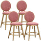 Glam Backrest Armless Counter Stool Iron Cafe Bar Stool with Velvet Cushion and Pedal Pink 4 Piece Set Short Stool(18"H) Clearhalo 'Bar Furniture' 'Bar Stools' 'bar_stools' 'furn' 'furn_bar_stools' 'furniture_bar_stools' 'Kitchen & Dining Furniture' 'kitchen&dining_furn' 'kitchen' 'kitchen_furn' Furniture' 4452764