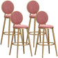 Glam Backrest Armless Counter Stool Iron Cafe Bar Stool with Velvet Cushion and Pedal Pink 4 Piece Set Counter Stool(26"H) Clearhalo 'Bar Furniture' 'Bar Stools' 'bar_stools' 'furn' 'furn_bar_stools' 'furniture_bar_stools' 'Kitchen & Dining Furniture' 'kitchen&dining_furn' 'kitchen' 'kitchen_furn' Furniture' 4452767