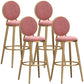 Glam Backrest Armless Counter Stool Iron Cafe Bar Stool with Velvet Cushion and Pedal Pink 4 Piece Set Bar Stool(30"H) Clearhalo 'Bar Furniture' 'Bar Stools' 'bar_stools' 'furn' 'furn_bar_stools' 'furniture_bar_stools' 'Kitchen & Dining Furniture' 'kitchen&dining_furn' 'kitchen' 'kitchen_furn' Furniture' 4452770