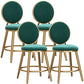 Glam Backrest Armless Counter Stool Iron Cafe Bar Stool with Velvet Cushion and Pedal Blackish Green 4 Piece Set Short Stool(18"H) Clearhalo 'Bar Furniture' 'Bar Stools' 'bar_stools' 'furn' 'furn_bar_stools' 'furniture_bar_stools' 'Kitchen & Dining Furniture' 'kitchen&dining_furn' 'kitchen' 'kitchen_furn' Furniture' 4452773
