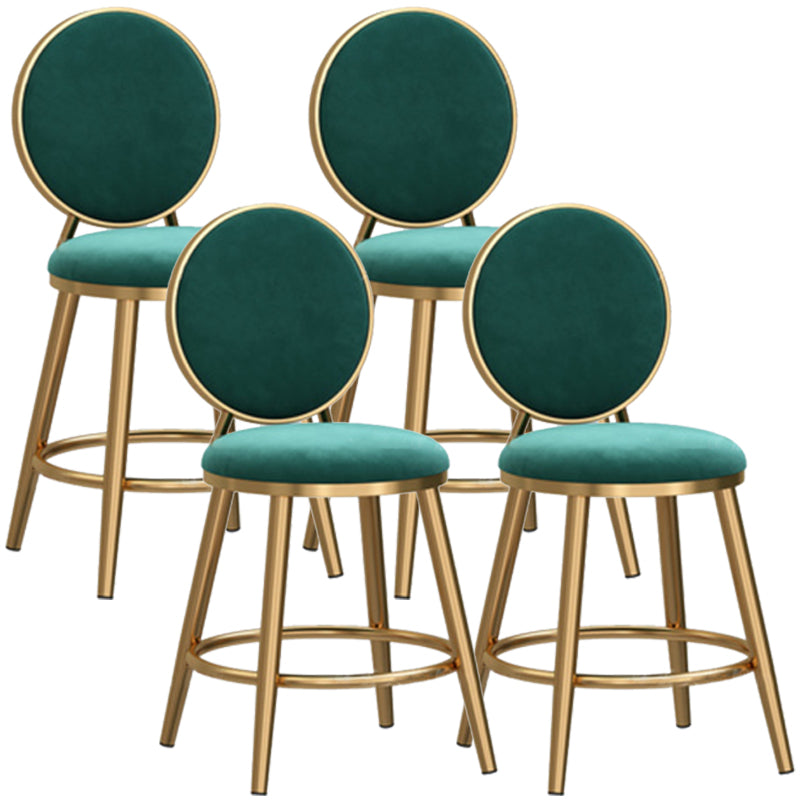 Glam Backrest Armless Counter Stool Iron Cafe Bar Stool with Velvet Cushion and Pedal Blackish Green 4 Piece Set Short Stool(18"H) Clearhalo 'Bar Furniture' 'Bar Stools' 'bar_stools' 'furn' 'furn_bar_stools' 'furniture_bar_stools' 'Kitchen & Dining Furniture' 'kitchen&dining_furn' 'kitchen' 'kitchen_furn' Furniture' 4452773