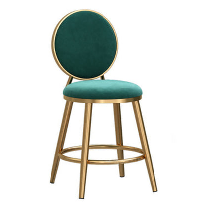 Glam Backrest Armless Counter Stool Iron Cafe Bar Stool with Velvet Cushion and Pedal Blackish Green 1 Piece Short Stool(18"H) Clearhalo 'Bar Furniture' 'Bar Stools' 'bar_stools' 'furn' 'furn_bar_stools' 'furniture_bar_stools' 'Kitchen & Dining Furniture' 'kitchen&dining_furn' 'kitchen' 'kitchen_furn' Furniture' 4452774