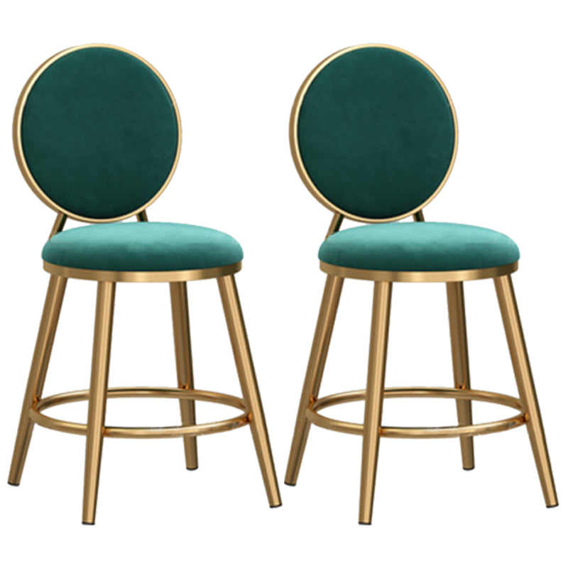 Glam Backrest Armless Counter Stool Iron Cafe Bar Stool with Velvet Cushion and Pedal Blackish Green 2 Piece Set Short Stool(18"H) Clearhalo 'Bar Furniture' 'Bar Stools' 'bar_stools' 'furn' 'furn_bar_stools' 'furniture_bar_stools' 'Kitchen & Dining Furniture' 'kitchen&dining_furn' 'kitchen' 'kitchen_furn' Furniture' 4452775