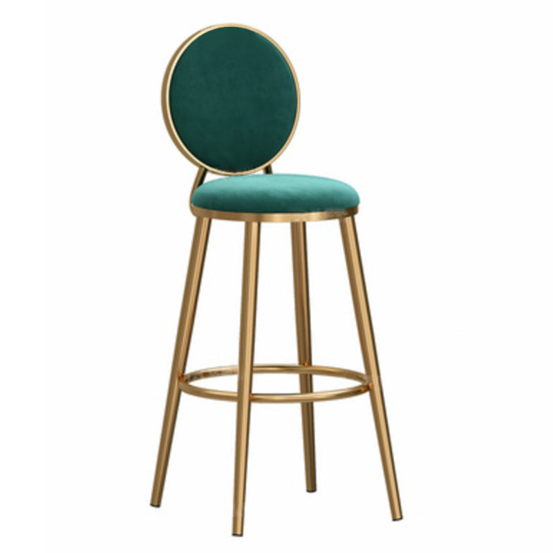Glam Backrest Armless Counter Stool Iron Cafe Bar Stool with Velvet Cushion and Pedal Blackish Green 1 Piece Counter Stool(26"H) Clearhalo 'Bar Furniture' 'Bar Stools' 'bar_stools' 'furn' 'furn_bar_stools' 'furniture_bar_stools' 'Kitchen & Dining Furniture' 'kitchen&dining_furn' 'kitchen' 'kitchen_furn' Furniture' 4452777