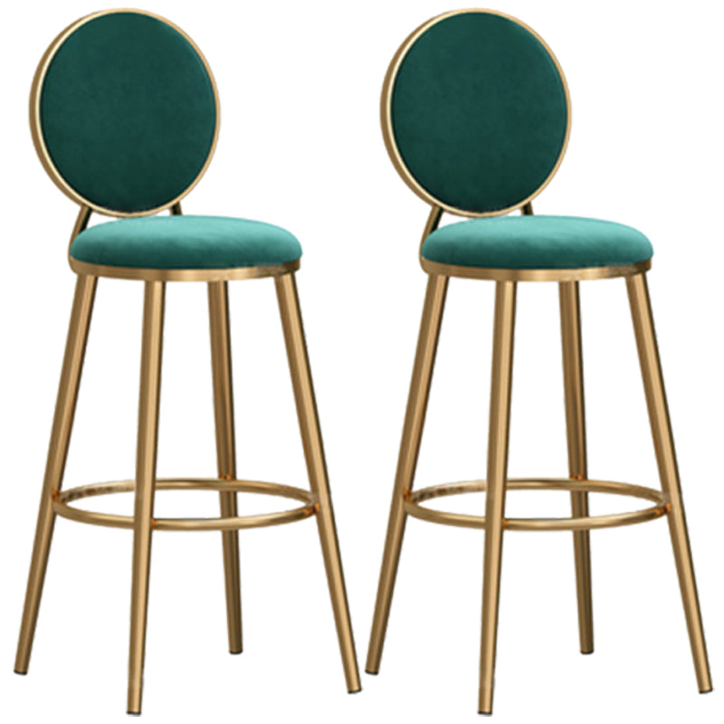 Glam Backrest Armless Counter Stool Iron Cafe Bar Stool with Velvet Cushion and Pedal Blackish Green 2 Piece Set Counter Stool(26"H) Clearhalo 'Bar Furniture' 'Bar Stools' 'bar_stools' 'furn' 'furn_bar_stools' 'furniture_bar_stools' 'Kitchen & Dining Furniture' 'kitchen&dining_furn' 'kitchen' 'kitchen_furn' Furniture' 4452778