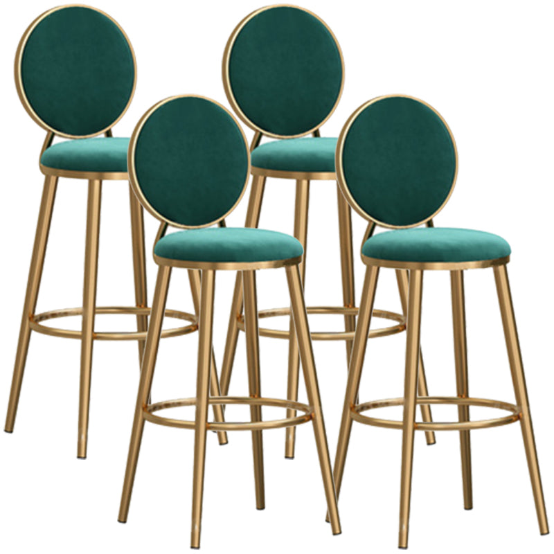 Glam Backrest Armless Counter Stool Iron Cafe Bar Stool with Velvet Cushion and Pedal Blackish Green 4 Piece Set Bar Stool(30"H) Clearhalo 'Bar Furniture' 'Bar Stools' 'bar_stools' 'furn' 'furn_bar_stools' 'furniture_bar_stools' 'Kitchen & Dining Furniture' 'kitchen&dining_furn' 'kitchen' 'kitchen_furn' Furniture' 4452779