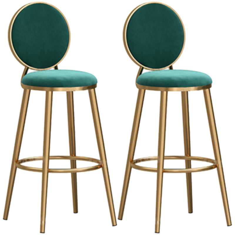 Glam Backrest Armless Counter Stool Iron Cafe Bar Stool with Velvet Cushion and Pedal Blackish Green 2 Piece Set Bar Stool(30"H) Clearhalo 'Bar Furniture' 'Bar Stools' 'bar_stools' 'furn' 'furn_bar_stools' 'furniture_bar_stools' 'Kitchen & Dining Furniture' 'kitchen&dining_furn' 'kitchen' 'kitchen_furn' Furniture' 4452781