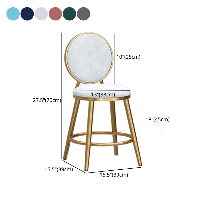 Glam Backrest Armless Counter Stool Iron Cafe Bar Stool with Velvet Cushion and Pedal Clearhalo 'Bar Furniture' 'Bar Stools' 'bar_stools' 'furn' 'furn_bar_stools' 'furniture_bar_stools' 'Kitchen & Dining Furniture' 'kitchen&dining_furn' 'kitchen' 'kitchen_furn' Furniture' 4452791