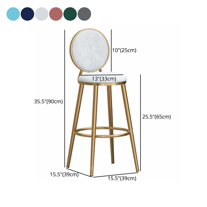 Glam Backrest Armless Counter Stool Iron Cafe Bar Stool with Velvet Cushion and Pedal Clearhalo 'Bar Furniture' 'Bar Stools' 'bar_stools' 'furn' 'furn_bar_stools' 'furniture_bar_stools' 'Kitchen & Dining Furniture' 'kitchen&dining_furn' 'kitchen' 'kitchen_furn' Furniture' 4452792