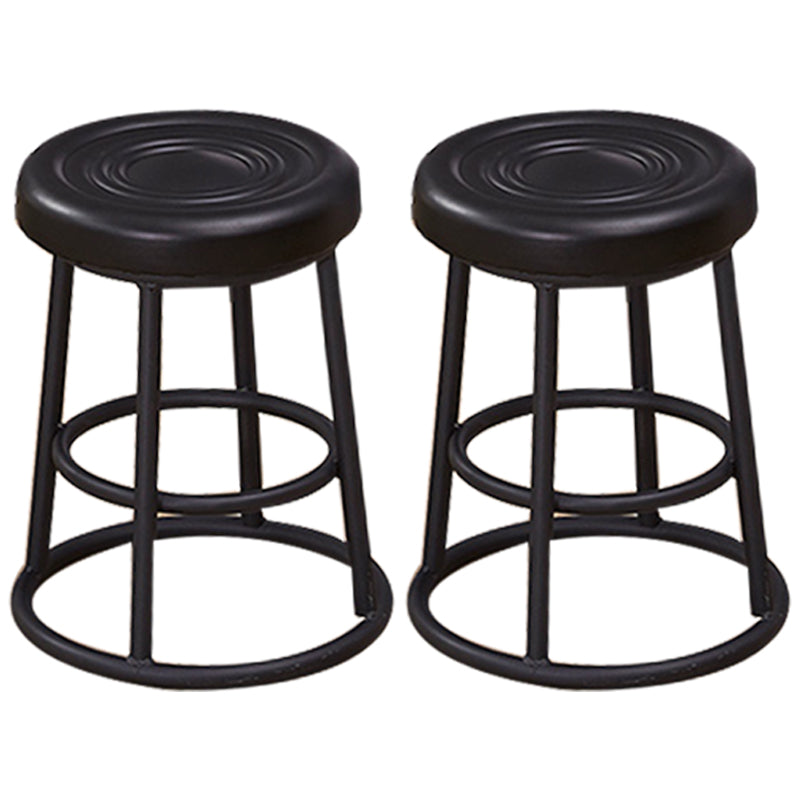 Industrial Armless Backless Counter Stool Steel Cashier Bar Stool with Pedal Black 2 Piece Set Short Stool(18"H) Clearhalo 'Bar Furniture' 'Bar Stools' 'bar_stools' 'furn' 'furn_bar_stools' 'furniture_bar_stools' 'Kitchen & Dining Furniture' 'kitchen&dining_furn' 'kitchen' 'kitchen_furn' Furniture' 4452833