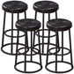 Industrial Armless Backless Counter Stool Steel Cashier Bar Stool with Pedal Black 4 Piece Set Counter Stool (23.5"H) Clearhalo 'Bar Furniture' 'Bar Stools' 'bar_stools' 'furn' 'furn_bar_stools' 'furniture_bar_stools' 'Kitchen & Dining Furniture' 'kitchen&dining_furn' 'kitchen' 'kitchen_furn' Furniture' 4452836