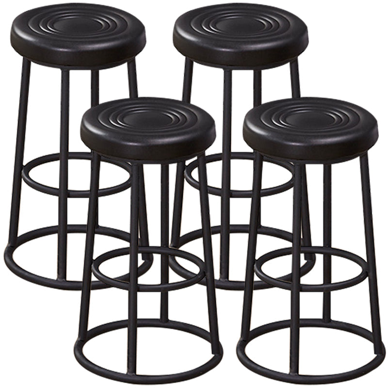 Industrial Armless Backless Counter Stool Steel Cashier Bar Stool with Pedal Black 4 Piece Set Counter Stool (23.5"H) Clearhalo 'Bar Furniture' 'Bar Stools' 'bar_stools' 'furn' 'furn_bar_stools' 'furniture_bar_stools' 'Kitchen & Dining Furniture' 'kitchen&dining_furn' 'kitchen' 'kitchen_furn' Furniture' 4452836