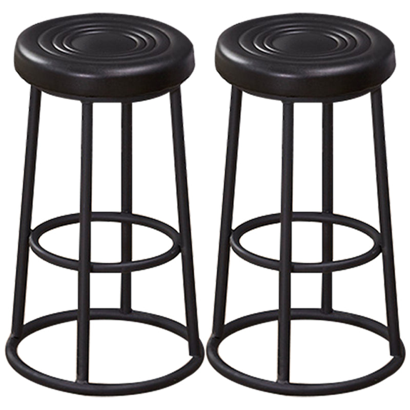 Industrial Armless Backless Counter Stool Steel Cashier Bar Stool with Pedal Black 2 Piece Set Counter Stool (23.5"H) Clearhalo 'Bar Furniture' 'Bar Stools' 'bar_stools' 'furn' 'furn_bar_stools' 'furniture_bar_stools' 'Kitchen & Dining Furniture' 'kitchen&dining_furn' 'kitchen' 'kitchen_furn' Furniture' 4452840