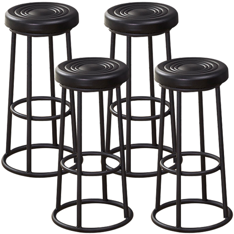 Industrial Armless Backless Counter Stool Steel Cashier Bar Stool with Pedal Black 4 Piece Set Bar Stool (28" H) Clearhalo 'Bar Furniture' 'Bar Stools' 'bar_stools' 'furn' 'furn_bar_stools' 'furniture_bar_stools' 'Kitchen & Dining Furniture' 'kitchen&dining_furn' 'kitchen' 'kitchen_furn' Furniture' 4452842