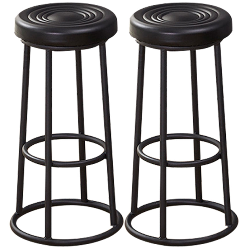 Industrial Armless Backless Counter Stool Steel Cashier Bar Stool with Pedal Black 2 Piece Set Bar Stool (28" H) Clearhalo 'Bar Furniture' 'Bar Stools' 'bar_stools' 'furn' 'furn_bar_stools' 'furniture_bar_stools' 'Kitchen & Dining Furniture' 'kitchen&dining_furn' 'kitchen' 'kitchen_furn' Furniture' 4452846