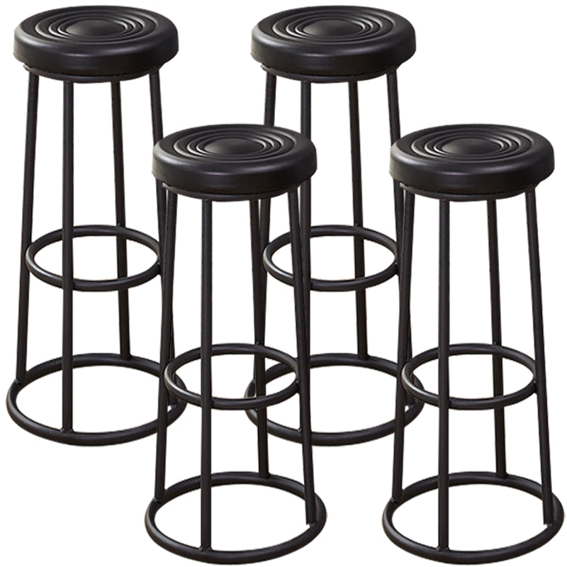Industrial Armless Backless Counter Stool Steel Cashier Bar Stool with Pedal Black 4 Piece Set Bar Stool(31"H) Clearhalo 'Bar Furniture' 'Bar Stools' 'bar_stools' 'furn' 'furn_bar_stools' 'furniture_bar_stools' 'Kitchen & Dining Furniture' 'kitchen&dining_furn' 'kitchen' 'kitchen_furn' Furniture' 4452847