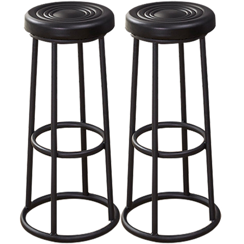 Industrial Armless Backless Counter Stool Steel Cashier Bar Stool with Pedal Black 2 Piece Set Bar Stool(31"H) Clearhalo 'Bar Furniture' 'Bar Stools' 'bar_stools' 'furn' 'furn_bar_stools' 'furniture_bar_stools' 'Kitchen & Dining Furniture' 'kitchen&dining_furn' 'kitchen' 'kitchen_furn' Furniture' 4452852