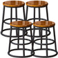 Industrial Armless Backless Counter Stool Steel Cashier Bar Stool with Pedal Walnut 4 Piece Set Short Stool(18"H) Clearhalo 'Bar Furniture' 'Bar Stools' 'bar_stools' 'furn' 'furn_bar_stools' 'furniture_bar_stools' 'Kitchen & Dining Furniture' 'kitchen&dining_furn' 'kitchen' 'kitchen_furn' Furniture' 4452854