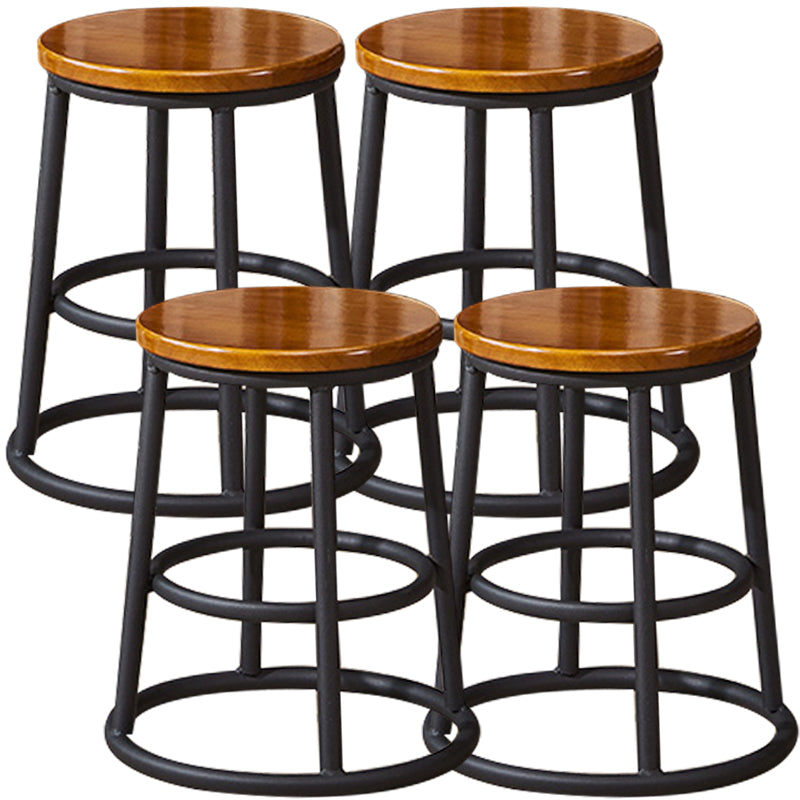 Industrial Armless Backless Counter Stool Steel Cashier Bar Stool with Pedal Walnut 4 Piece Set Short Stool(18"H) Clearhalo 'Bar Furniture' 'Bar Stools' 'bar_stools' 'furn' 'furn_bar_stools' 'furniture_bar_stools' 'Kitchen & Dining Furniture' 'kitchen&dining_furn' 'kitchen' 'kitchen_furn' Furniture' 4452854