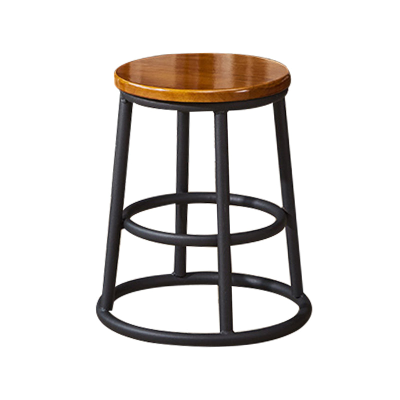 Industrial Armless Backless Counter Stool Steel Cashier Bar Stool with Pedal Walnut 1 Piece Short Stool(18"H) Clearhalo 'Bar Furniture' 'Bar Stools' 'bar_stools' 'furn' 'furn_bar_stools' 'furniture_bar_stools' 'Kitchen & Dining Furniture' 'kitchen&dining_furn' 'kitchen' 'kitchen_furn' Furniture' 4452856