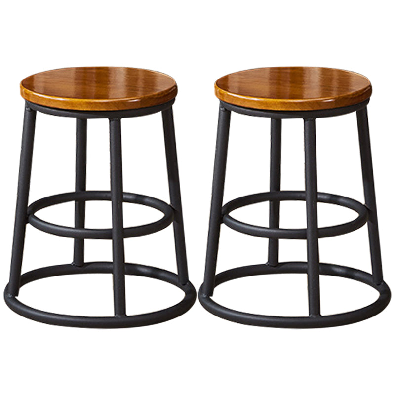 Industrial Armless Backless Counter Stool Steel Cashier Bar Stool with Pedal Walnut 2 Piece Set Short Stool(18"H) Clearhalo 'Bar Furniture' 'Bar Stools' 'bar_stools' 'furn' 'furn_bar_stools' 'furniture_bar_stools' 'Kitchen & Dining Furniture' 'kitchen&dining_furn' 'kitchen' 'kitchen_furn' Furniture' 4452857