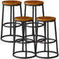 Industrial Armless Backless Counter Stool Steel Cashier Bar Stool with Pedal Walnut 4 Piece Set Counter Stool (23.5"H) Clearhalo 'Bar Furniture' 'Bar Stools' 'bar_stools' 'furn' 'furn_bar_stools' 'furniture_bar_stools' 'Kitchen & Dining Furniture' 'kitchen&dining_furn' 'kitchen' 'kitchen_furn' Furniture' 4452858