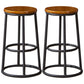 Industrial Armless Backless Counter Stool Steel Cashier Bar Stool with Pedal Walnut 2 Piece Set Counter Stool (23.5"H) Clearhalo 'Bar Furniture' 'Bar Stools' 'bar_stools' 'furn' 'furn_bar_stools' 'furniture_bar_stools' 'Kitchen & Dining Furniture' 'kitchen&dining_furn' 'kitchen' 'kitchen_furn' Furniture' 4452860
