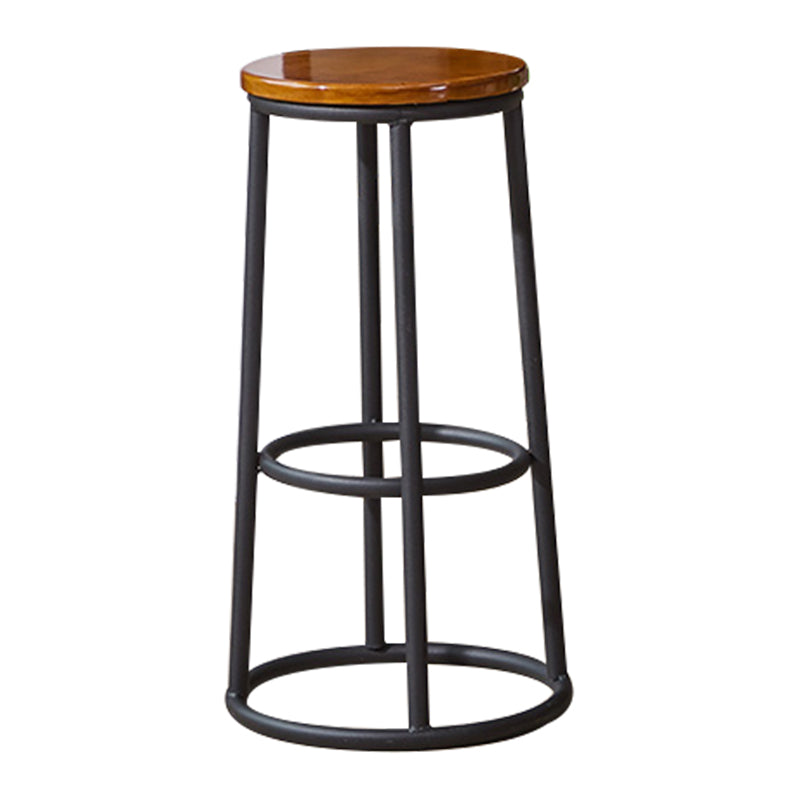 Industrial Armless Backless Counter Stool Steel Cashier Bar Stool with Pedal Walnut 1 Piece Bar Stool (28" H) Clearhalo 'Bar Furniture' 'Bar Stools' 'bar_stools' 'furn' 'furn_bar_stools' 'furniture_bar_stools' 'Kitchen & Dining Furniture' 'kitchen&dining_furn' 'kitchen' 'kitchen_furn' Furniture' 4452862