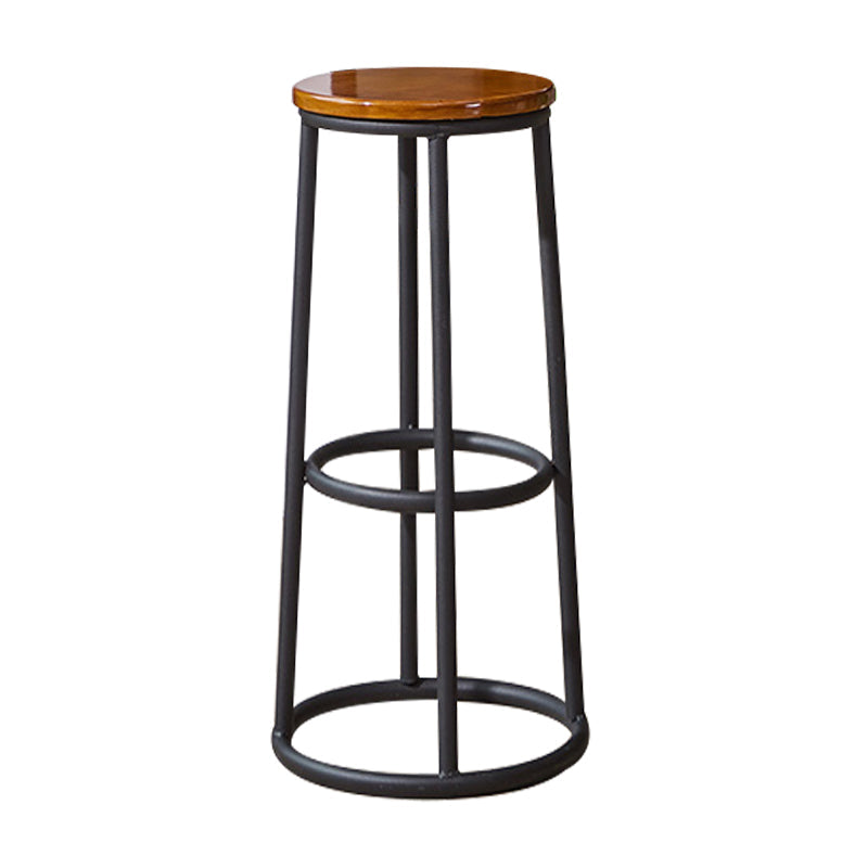 Industrial Armless Backless Counter Stool Steel Cashier Bar Stool with Pedal Walnut 1 Piece Bar Stool(31"H) Clearhalo 'Bar Furniture' 'Bar Stools' 'bar_stools' 'furn' 'furn_bar_stools' 'furniture_bar_stools' 'Kitchen & Dining Furniture' 'kitchen&dining_furn' 'kitchen' 'kitchen_furn' Furniture' 4452865