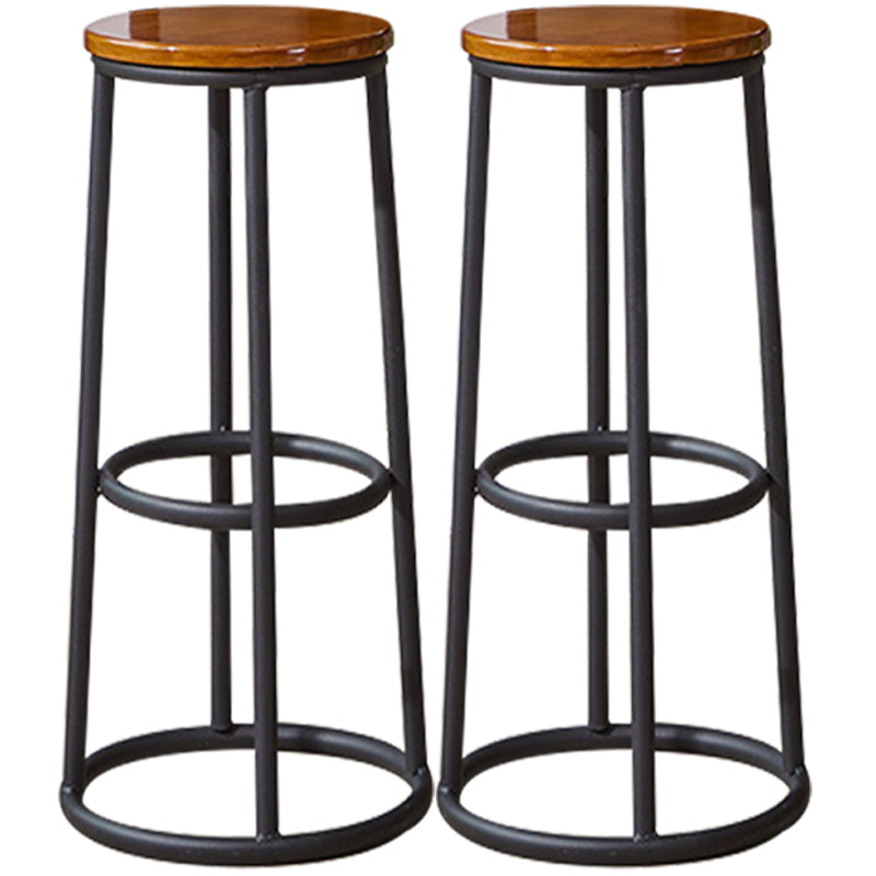 Industrial Armless Backless Counter Stool Steel Cashier Bar Stool with Pedal Walnut 2 Piece Set Bar Stool(31"H) Clearhalo 'Bar Furniture' 'Bar Stools' 'bar_stools' 'furn' 'furn_bar_stools' 'furniture_bar_stools' 'Kitchen & Dining Furniture' 'kitchen&dining_furn' 'kitchen' 'kitchen_furn' Furniture' 4452866