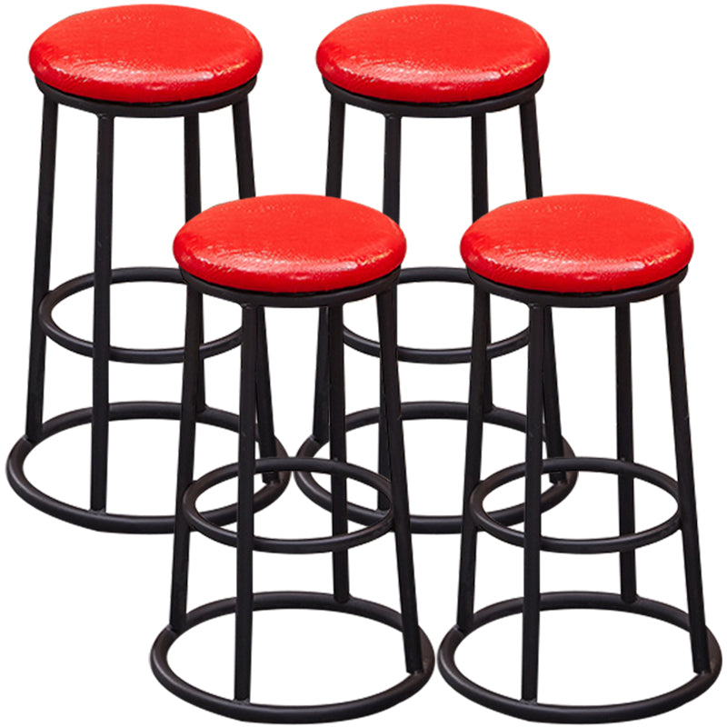 Industrial Armless Backless Counter Stool Steel Cashier Bar Stool with Pedal Red 4 Piece Set Counter Stool (23.5"H) Clearhalo 'Bar Furniture' 'Bar Stools' 'bar_stools' 'furn' 'furn_bar_stools' 'furniture_bar_stools' 'Kitchen & Dining Furniture' 'kitchen&dining_furn' 'kitchen' 'kitchen_furn' Furniture' 4452867