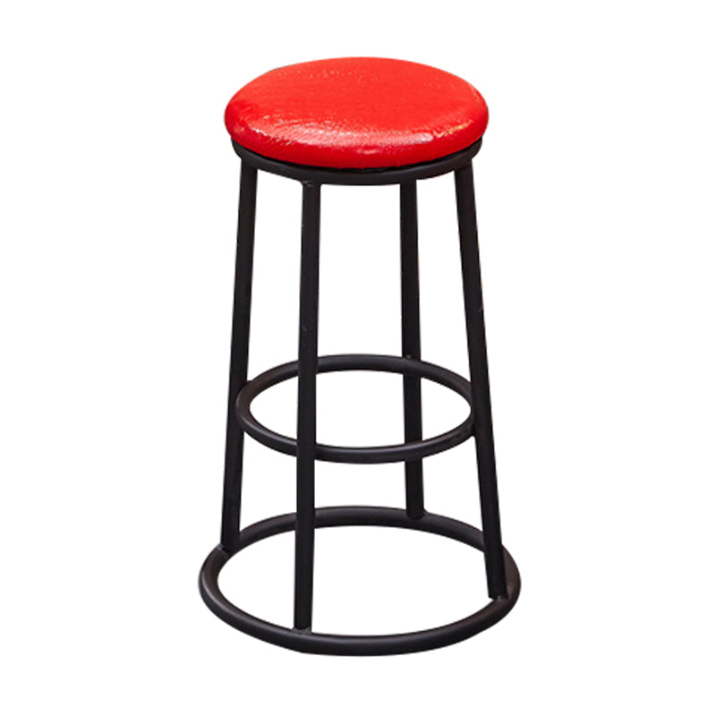 Industrial Armless Backless Counter Stool Steel Cashier Bar Stool with Pedal Red 1 Piece Counter Stool (23.5"H) Clearhalo 'Bar Furniture' 'Bar Stools' 'bar_stools' 'furn' 'furn_bar_stools' 'furniture_bar_stools' 'Kitchen & Dining Furniture' 'kitchen&dining_furn' 'kitchen' 'kitchen_furn' Furniture' 4452868