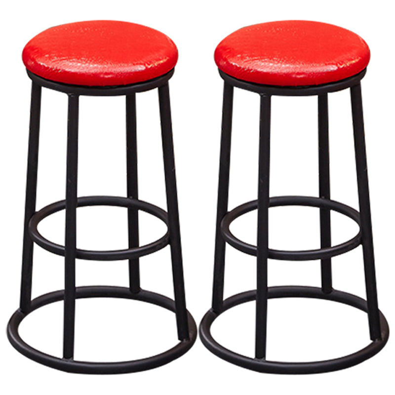 Industrial Armless Backless Counter Stool Steel Cashier Bar Stool with Pedal Red 2 Piece Set Counter Stool (23.5"H) Clearhalo 'Bar Furniture' 'Bar Stools' 'bar_stools' 'furn' 'furn_bar_stools' 'furniture_bar_stools' 'Kitchen & Dining Furniture' 'kitchen&dining_furn' 'kitchen' 'kitchen_furn' Furniture' 4452869