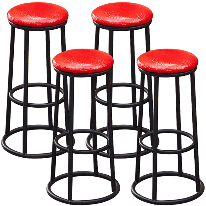 Industrial Armless Backless Counter Stool Steel Cashier Bar Stool with Pedal Red 4 Piece Set Bar Stool (28" H) Clearhalo 'Bar Furniture' 'Bar Stools' 'bar_stools' 'furn' 'furn_bar_stools' 'furniture_bar_stools' 'Kitchen & Dining Furniture' 'kitchen&dining_furn' 'kitchen' 'kitchen_furn' Furniture' 4452870