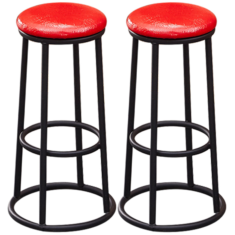 Industrial Armless Backless Counter Stool Steel Cashier Bar Stool with Pedal Red 2 Piece Set Bar Stool (28" H) Clearhalo 'Bar Furniture' 'Bar Stools' 'bar_stools' 'furn' 'furn_bar_stools' 'furniture_bar_stools' 'Kitchen & Dining Furniture' 'kitchen&dining_furn' 'kitchen' 'kitchen_furn' Furniture' 4452872