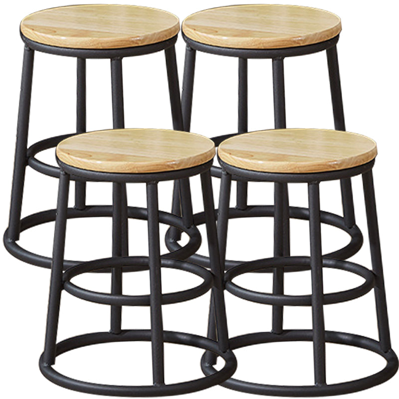 Industrial Armless Backless Counter Stool Steel Cashier Bar Stool with Pedal Natural 4 Piece Set Short Stool(18"H) Clearhalo 'Bar Furniture' 'Bar Stools' 'bar_stools' 'furn' 'furn_bar_stools' 'furniture_bar_stools' 'Kitchen & Dining Furniture' 'kitchen&dining_furn' 'kitchen' 'kitchen_furn' Furniture' 4452873