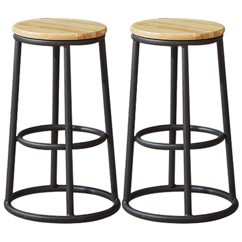 Industrial Armless Backless Counter Stool Steel Cashier Bar Stool with Pedal Natural 2 Piece Set Counter Stool (23.5"H) Clearhalo 'Bar Furniture' 'Bar Stools' 'bar_stools' 'furn' 'furn_bar_stools' 'furniture_bar_stools' 'Kitchen & Dining Furniture' 'kitchen&dining_furn' 'kitchen' 'kitchen_furn' Furniture' 4452878