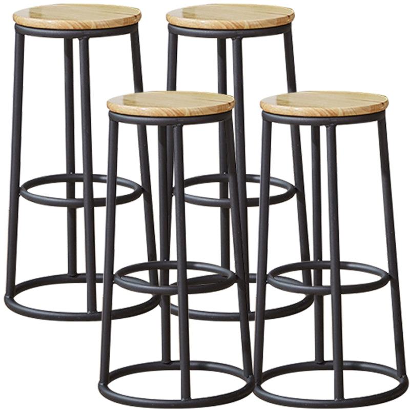 Industrial Armless Backless Counter Stool Steel Cashier Bar Stool with Pedal Natural 4 Piece Set Bar Stool (28" H) Clearhalo 'Bar Furniture' 'Bar Stools' 'bar_stools' 'furn' 'furn_bar_stools' 'furniture_bar_stools' 'Kitchen & Dining Furniture' 'kitchen&dining_furn' 'kitchen' 'kitchen_furn' Furniture' 4452879