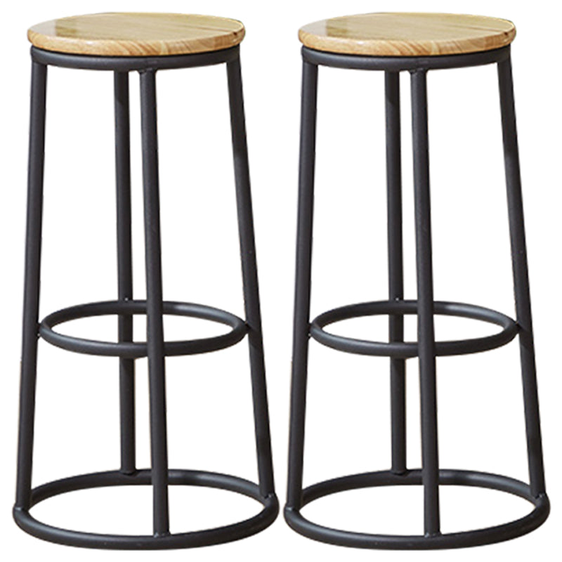 Industrial Armless Backless Counter Stool Steel Cashier Bar Stool with Pedal Natural 2 Piece Set Bar Stool (28" H) Clearhalo 'Bar Furniture' 'Bar Stools' 'bar_stools' 'furn' 'furn_bar_stools' 'furniture_bar_stools' 'Kitchen & Dining Furniture' 'kitchen&dining_furn' 'kitchen' 'kitchen_furn' Furniture' 4452881